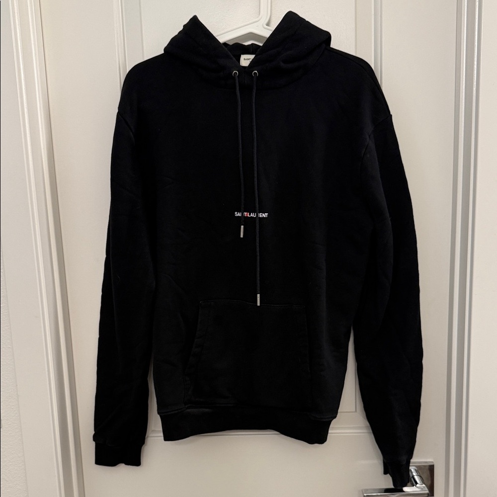 Saint Laurent Black Hoodie with White Accents
